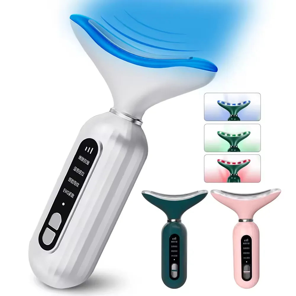 3-Color LED Face & Neck Massager - Anti-Wrinkle & Skin Tightening