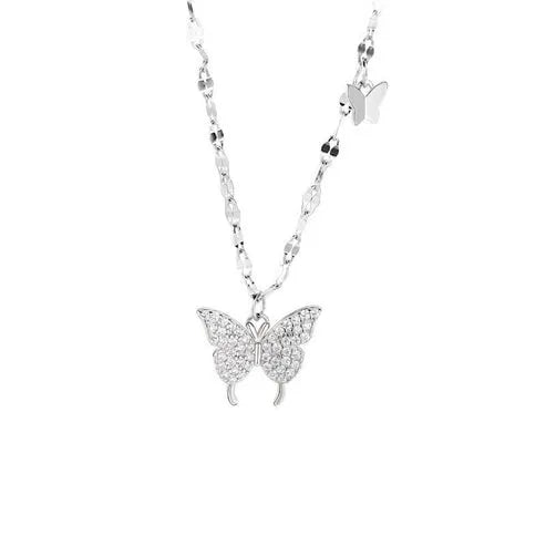 Elegant Gold Butterfly Necklace for Women – Silver Mori Style Chain
