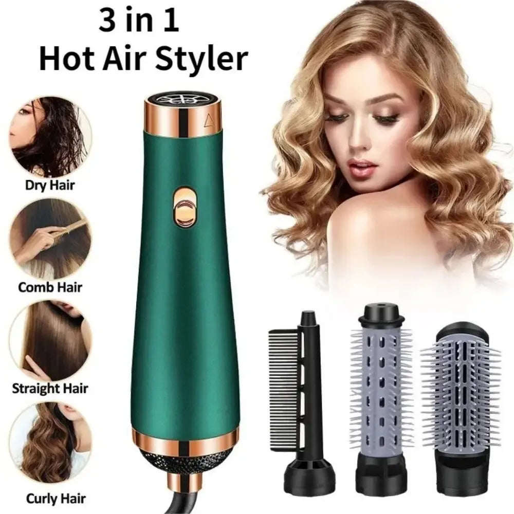 3-in-1 Hair Dryer Brush – Dry, Curl & Straighten with Replaceable Combs