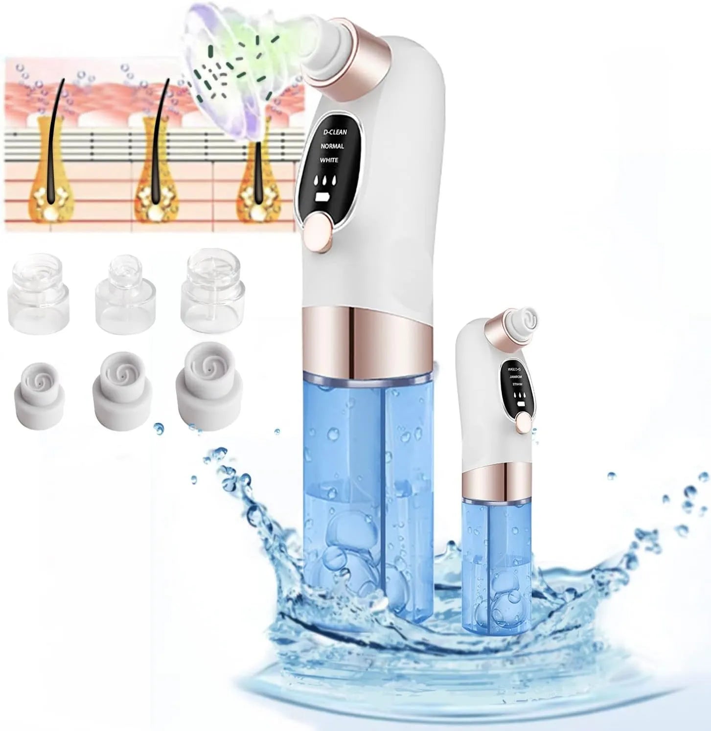 Electric Deep Cleansing Blackhead Remover with Vacuum Suction, 3 Levels & Dual Water Tank System