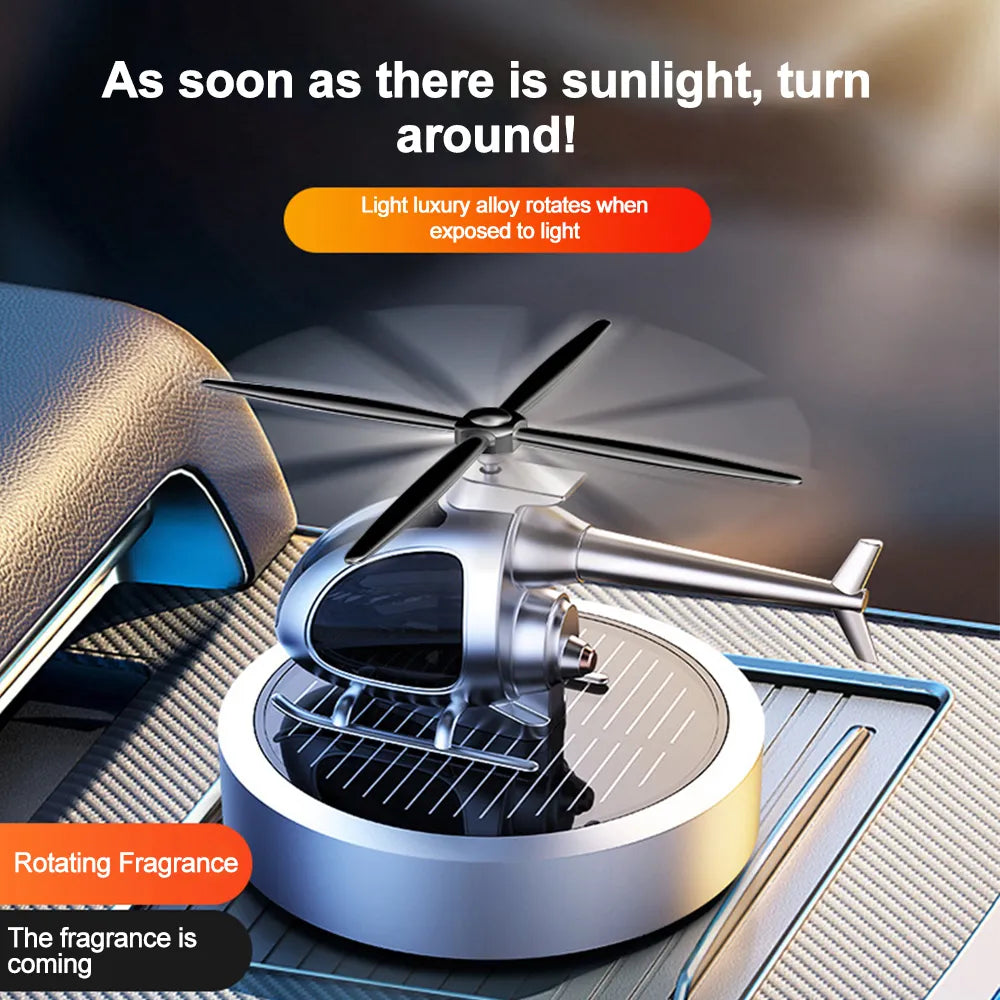 Solar-Powered Helicopter Car Air Freshener – Quiet & Automatic Rotation