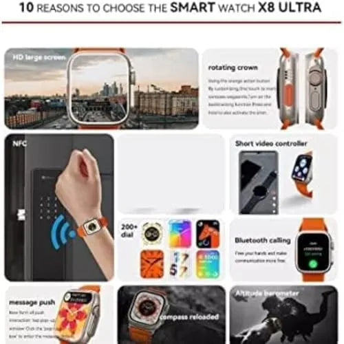 Orange X8 Ultra Smart Watch – Large Screen, NFC, Bluetooth & Cellular