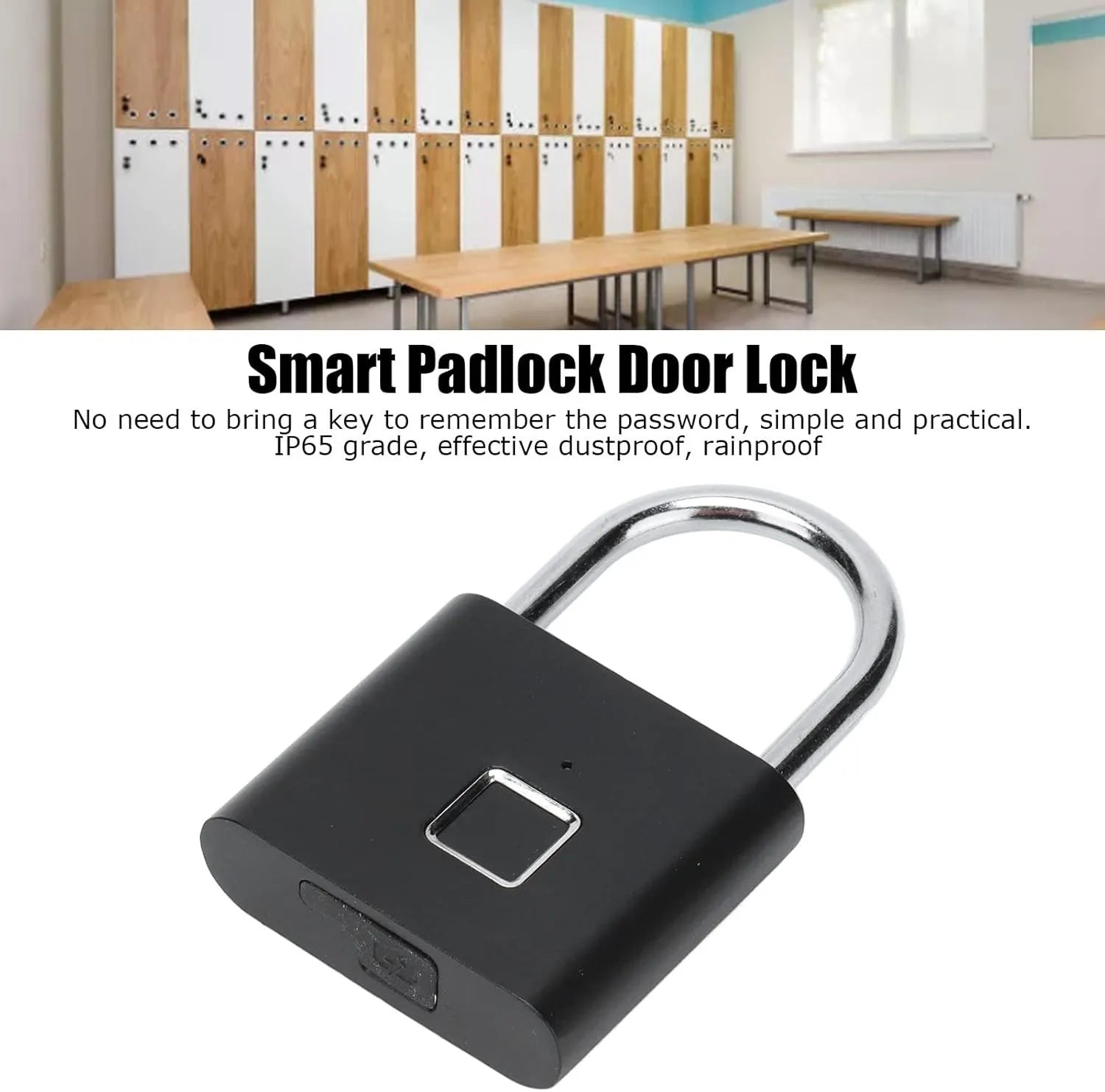 Smart Fingerprint Padlock – Biometric Keyless Lock, USB Rechargeable