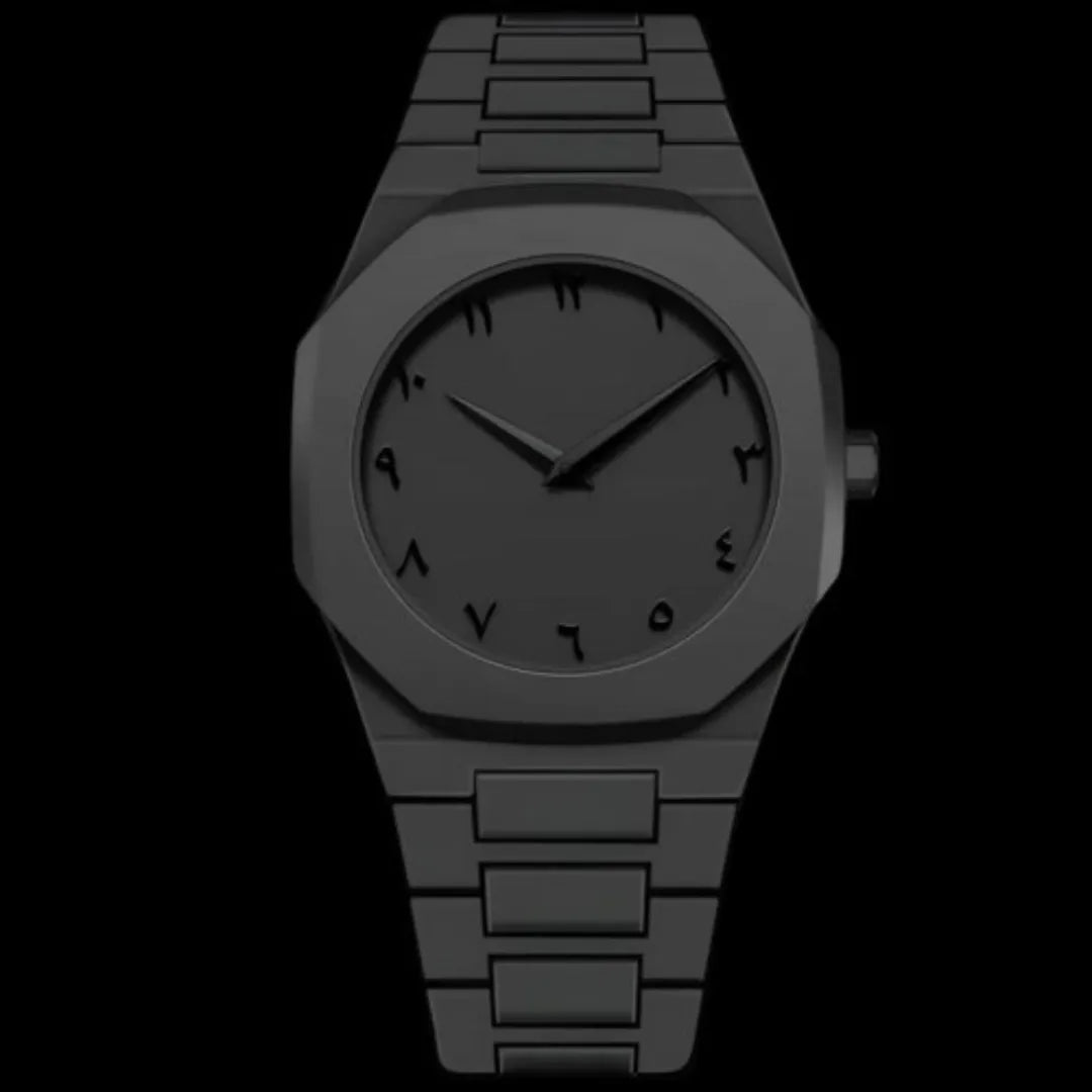 Arabic Aura Watch – Sleek All-Black Lightweight Statement Timepiece