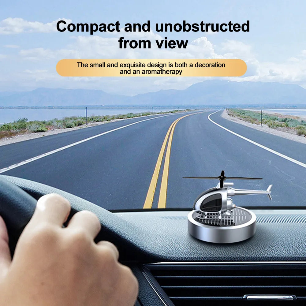 Solar-Powered Helicopter Car Air Freshener – Quiet & Automatic Rotation