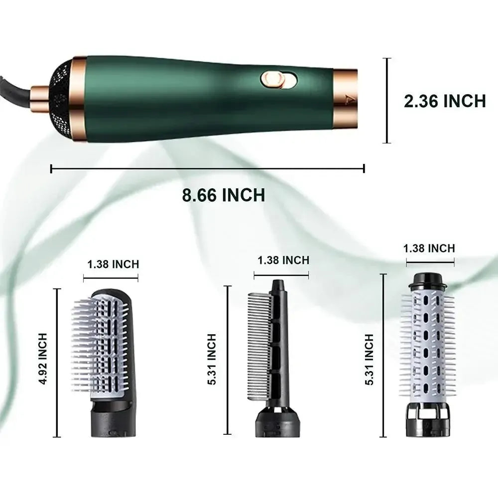 3-in-1 Hair Dryer Brush – Dry, Curl & Straighten with Replaceable Combs