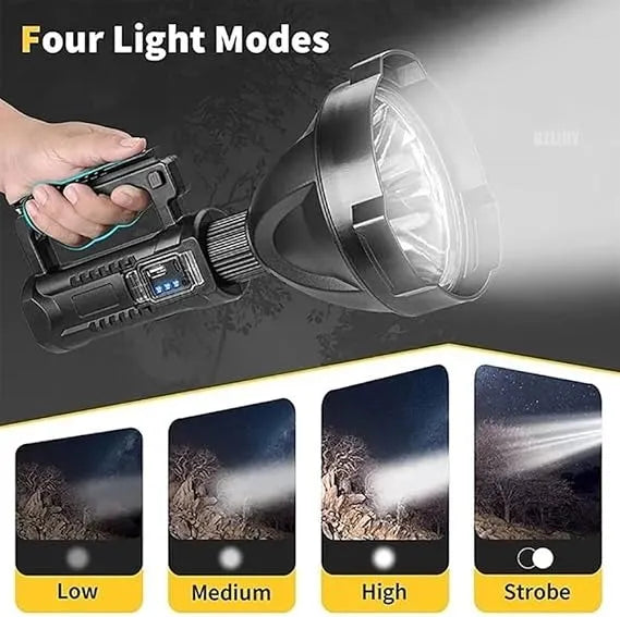 W5120 Waterproof Rechargeable LED Flashlight – 4 Modes, 500m Range