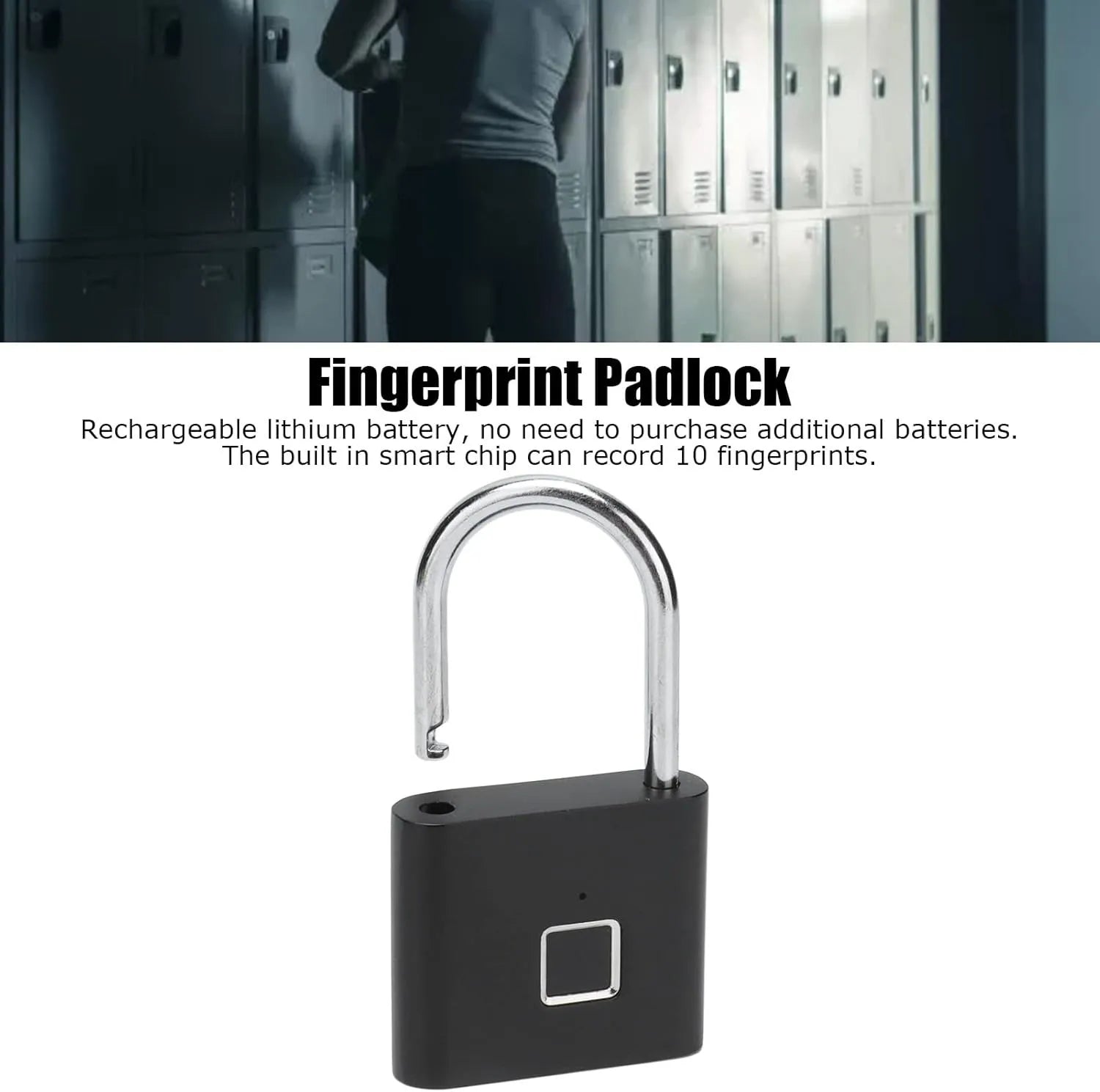 Smart Fingerprint Padlock – Biometric Keyless Lock, USB Rechargeable
